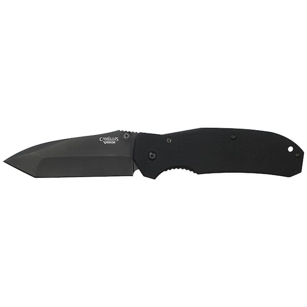 Camillus Tanto 3.5 in. Carbonitride Titanium Tanto Straight Edge Folding Knife with Assisted Opening and Liner Lock, G10 Handle