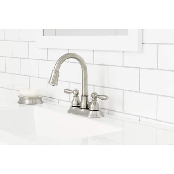 Mandouri 4 in. Centerset 2-Handle LED Bathroom Faucet in Brushed Nickel