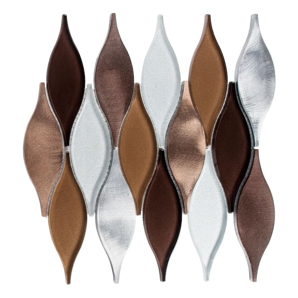 ANDOVA Zeille Ginger Copper and Silver 9 in. x 11 in. Unique Shape Smooth Glass & Aluminum Mosaic Wall Tile (3.35 sq. ft./Case)