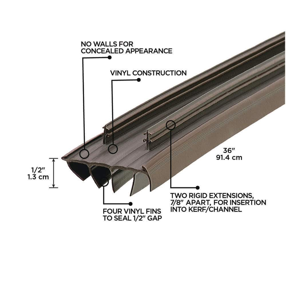 36 in. Brown Vinyl Concealed Kerf/Channel Fit Under Door Seal Best ...