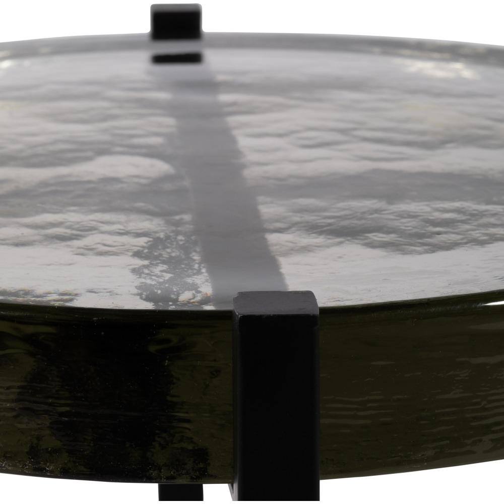 Black and White Round Metal and Glass Side Table, 22" Height