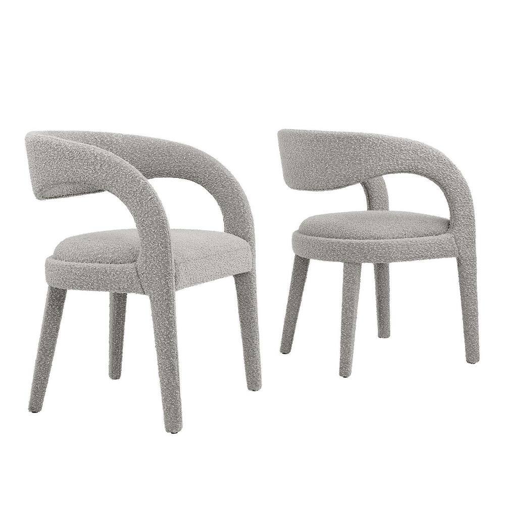 Taupe Boucle Upholstered Low Arm Chair Set