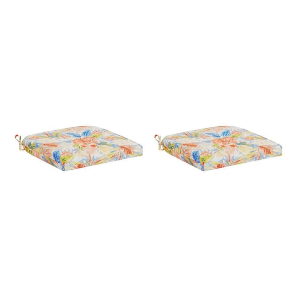 Hampton Bay 20 in. W x 20 in. D Universal Outdoor Seat Pad in Multi (Set of 2)