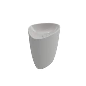 Etna Monoblock White Fireclay Pedestal Sink and Basin Combo with Matching Drain Cover
