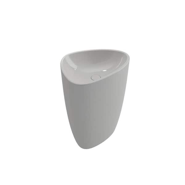 BOCCHI Etna Monoblock White Fireclay Pedestal Sink and Basin Combo with Matching Drain Cover