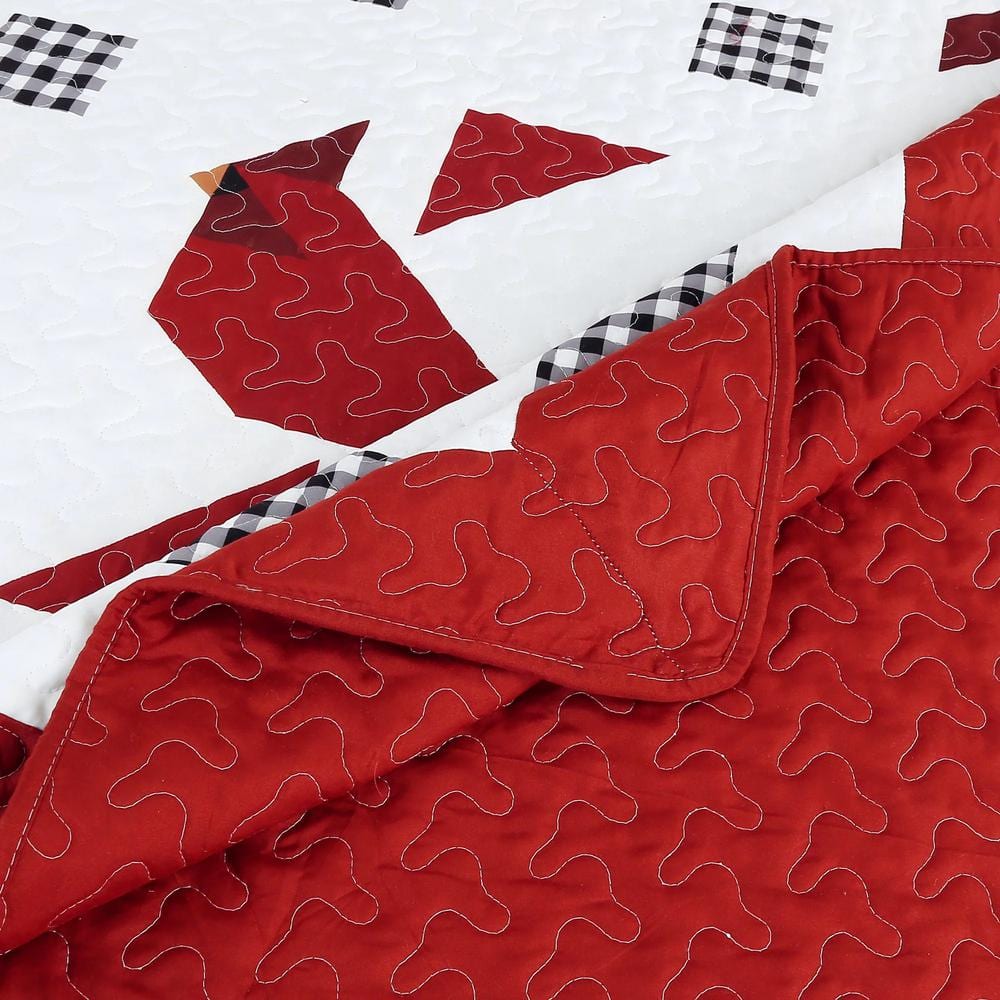 Red and White Reversible Kids Queen Bedspread Set