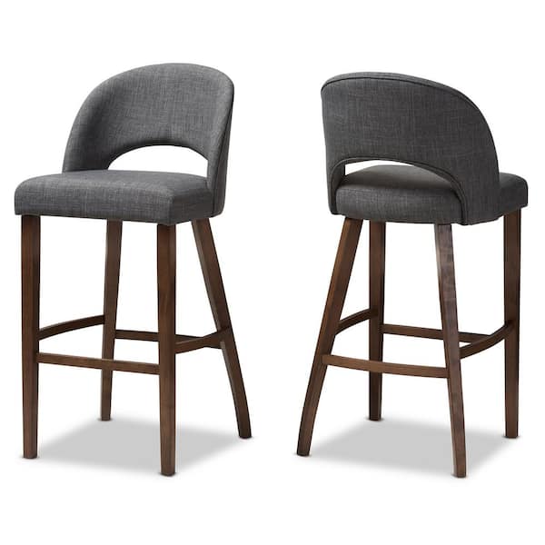 Baxton Studio Melrose 30 in. Dark Gray Bar Stool Set of 2 144