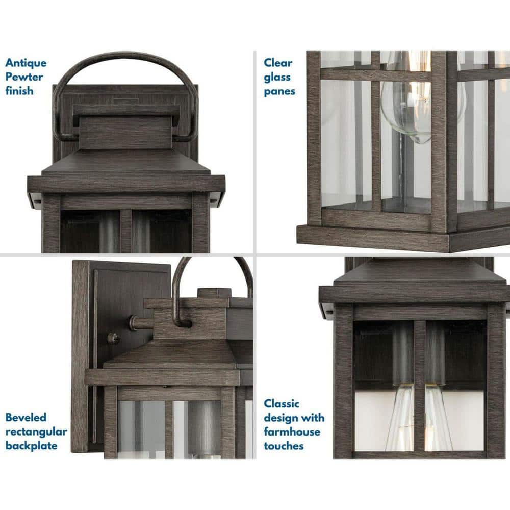 Antique Pewter 14.25" Aluminum Outdoor Wall Lantern