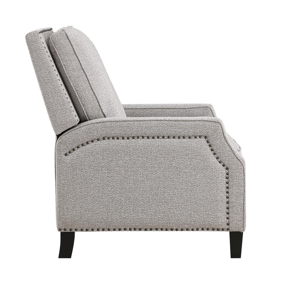 Large Gray Coconut Fabric Recliner with Tapered Legs