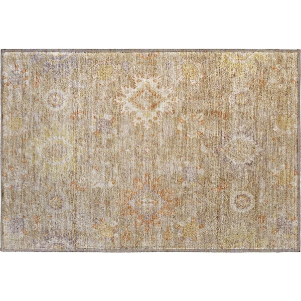 Mayfield Premium Machine Washable Abstract AMF1927 Beige 2 ft. x 3 ft. Accent Rug