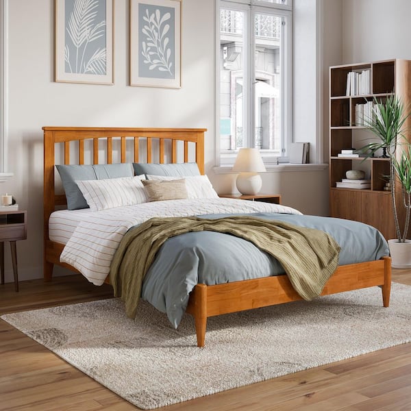 AFI Becket Light Toffee Natural Bronze Solid Wood Frame Full Low Profile Platform Bed
