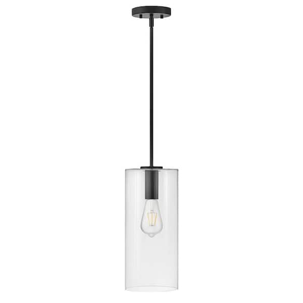 LARK - Lane Black + Clear Glass Cylindrical Pendant Light