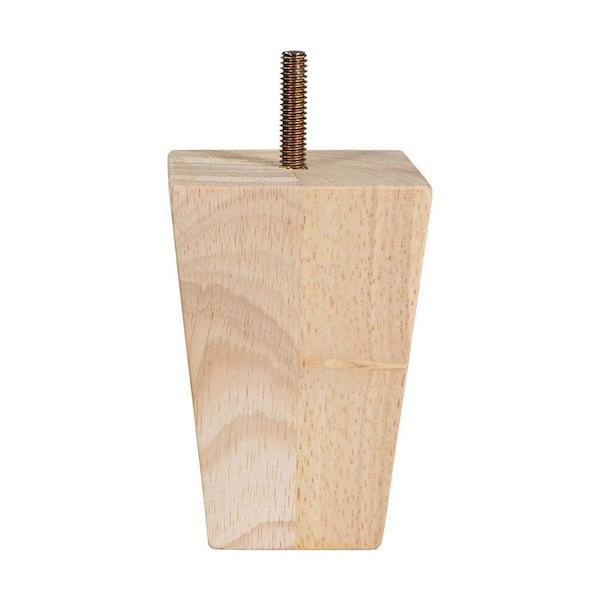(4-Pack) Mid-Century Unfinished 4 in. x 2-3/4 in. Square Solid Wood Replacement Tapered Leg for Furniture