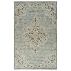 Blue Lagoon 7 ft. 9 in. x 9 ft. 9 in. Hand-Tufted Wool Medallion Indoor Area Rug LR81288