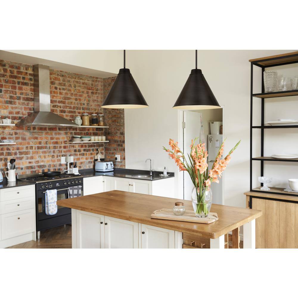 Eaton 18" Matte Black and Nickel Industrial Pendant Light
