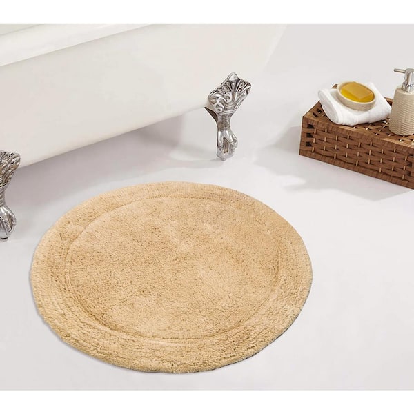 HOME WEAVERS INC Waterford Collection 100% Cotton Tufted Bath Rug, Machine Wash, 22 in. Round Yellow