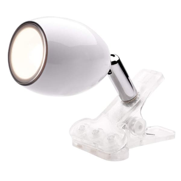 Newhouse Lighting 5 in. Joe 2W White LED Mini Clamp Lamp For Reading Spotlight Perfect For The Office, Study & Bedroom