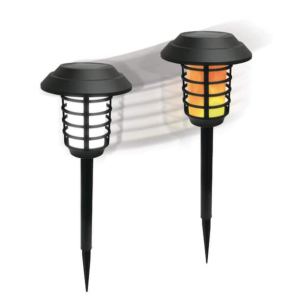 Bell + Howell Solar Powered Black 2 Modes 21 Lumens LED Landscape Pathway Lighting Path Lights (Set of 2)