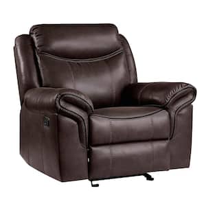 Creeley Dark Brown Faux Leather Glider Recliner