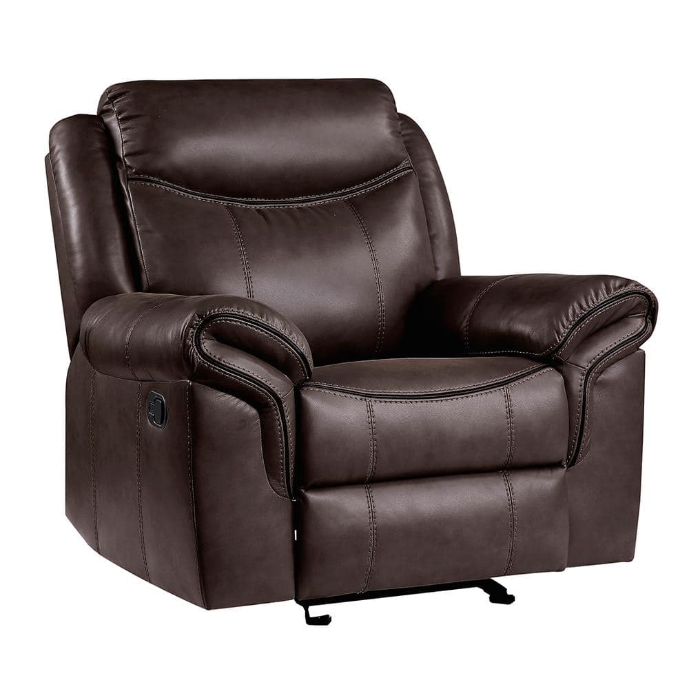 Creeley Dark Brown Faux Leather Glider Recliner