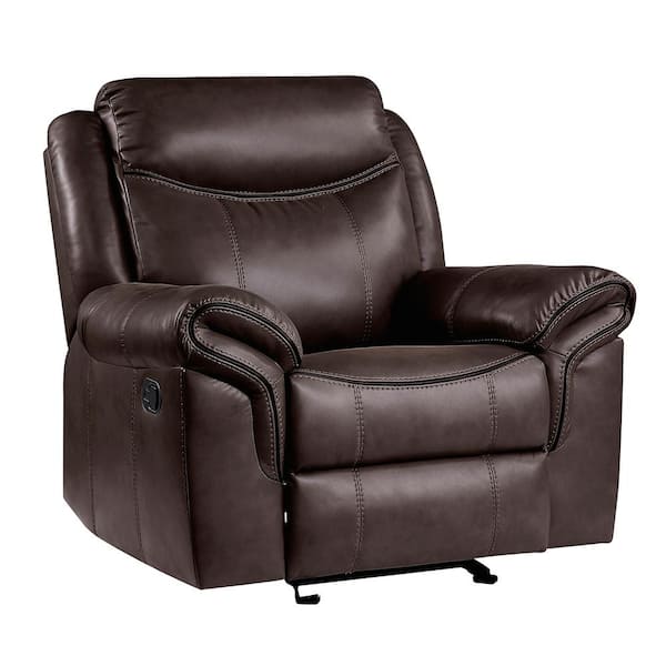 Creeley Dark Brown Faux Leather Glider Recliner