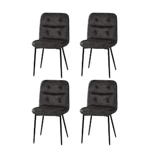 Chris Charcoal Modern Velvet Solid Back Dining Chair with Button Tufted and Metal leg