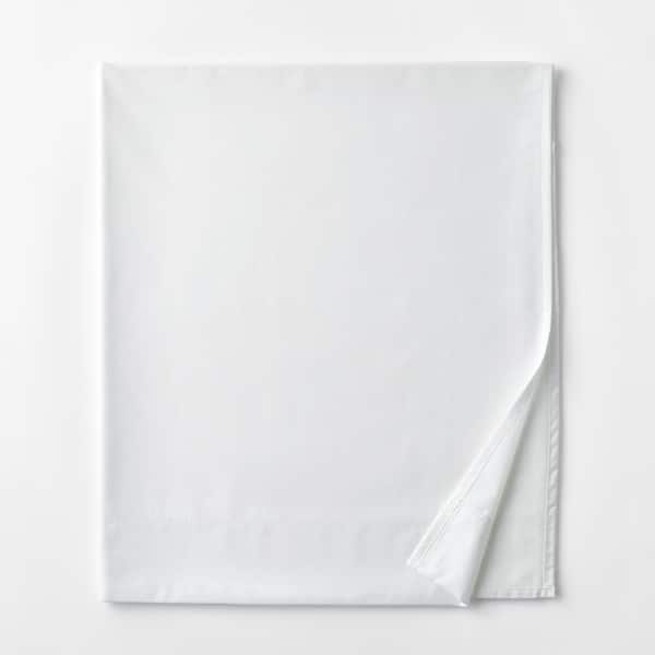 The Company Store Legends Hotel White 450-Thread Count Wrinkle-Free Supima Cotton Sateen Queen Flat Sheet