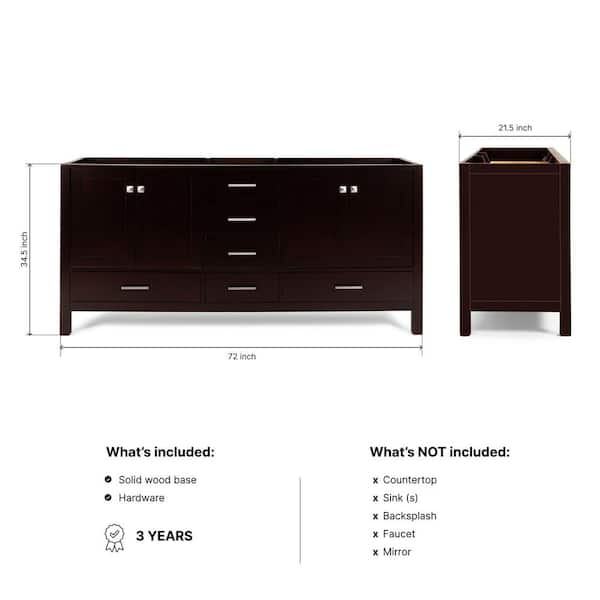 Cambridge 72 in. W x 21.5 in. D x 34.5 in. H Double Freestanding Bath Vanity Cabinet Only in Espresso