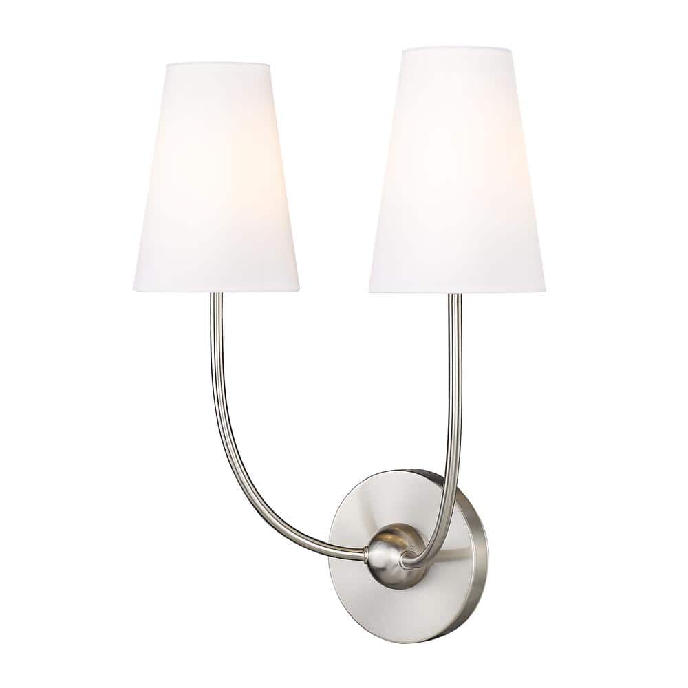 Shannon 12.75 in. 2 Light Brushed Nickel Wall Sconce Light with