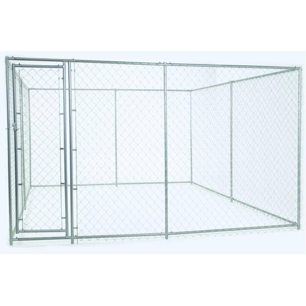 Large Silver Galvanized Steel Chain Link Dog Kennel