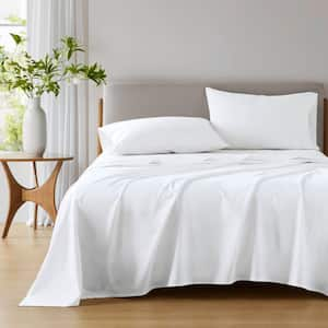 Cotton 144TC White Cal King Solid Sheet Set