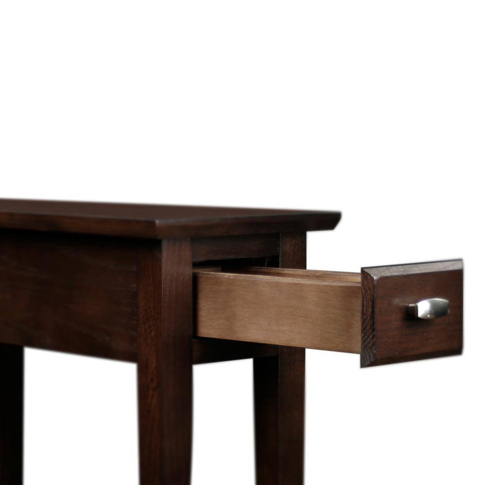 Chocolate Oak Round Side Table with Glass Top