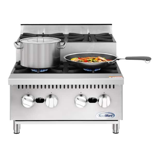 24 in. Commercial 4 Burner Countertop Step Up Gas Cooktop Range in Stainless-Steel