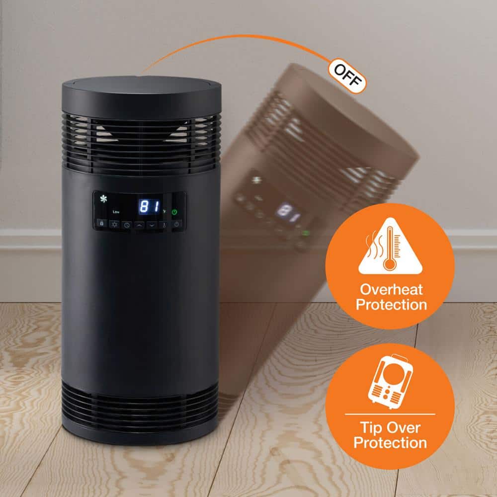 Black Ceramic Electric Tower Heater with Thermostat and Remote Control