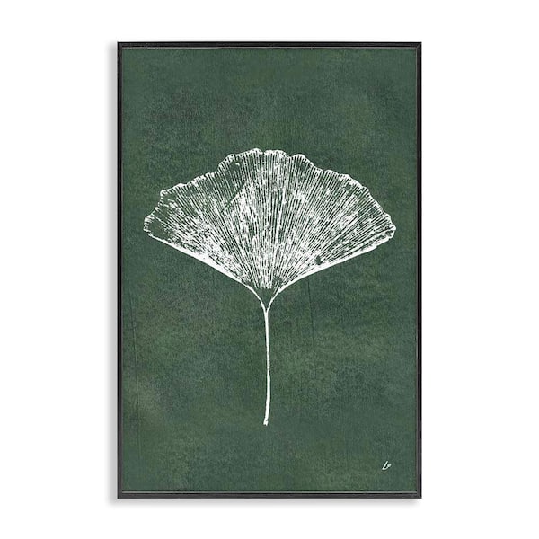 Ginkgo Impression on Green by Lydia Orange Black Framed Nature Giclee Art Print 18 in. x 12 in.
