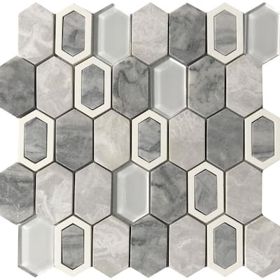 Literati Melville 12.0 in. x 12.0 in. x 8mm Cast Stone Mesh-Mounted Mosaic Tile (1.0 sq. ft.)