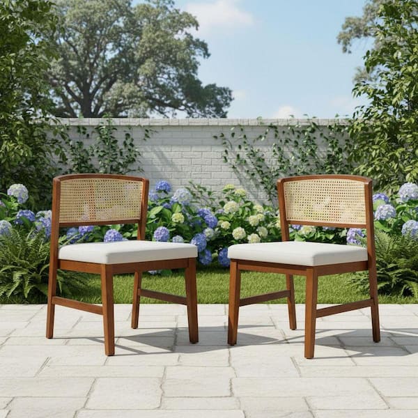 Walnut Wicker Outdoor Dining Chair wi...