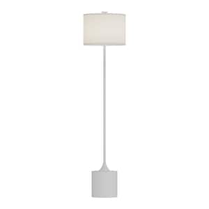 Issa 61 in. 1-Light 60-Watt White/Ivory Linen Modern Floor Lamp