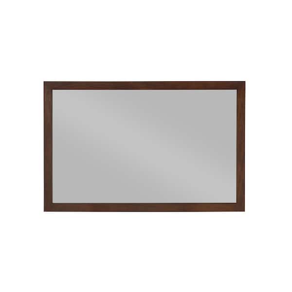 Alster 46 in. W x 30 in. H Rectangular Wood Framed Wall Bathroom Vanity Mirror in Brown Oak