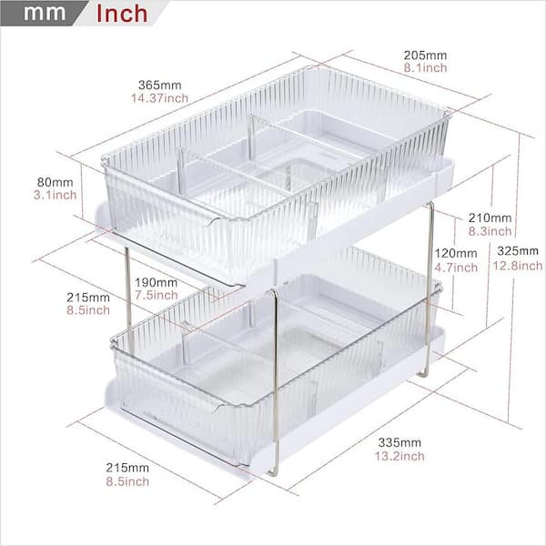 HOUSEHOLD ESSENTIALS 12 in. 2-Shelf Nickel Pantry Organizer with Slide-Out  Drawers 25310-1 - The Home Depot