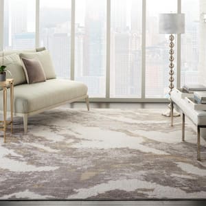 Silky Textures Brown/Ivory 9 ft. x 13 ft. Abstract Contemporary Area Rug