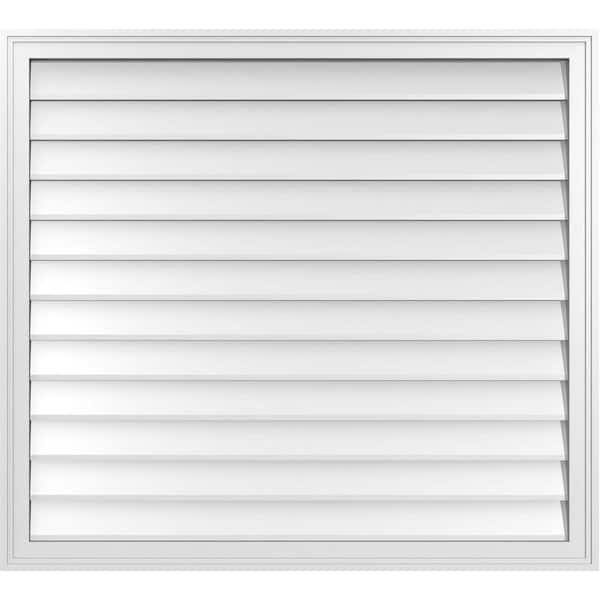 Ekena Millwork 42 in. x 38 in. Vertical Surface Mount PVC Gable Vent: Decorative with Brickmould Frame