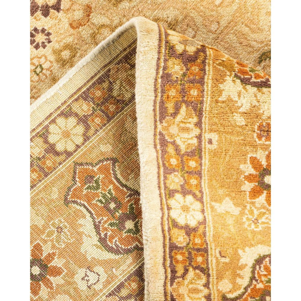 Handmade Ivory Wool Oriental 8' x 10' Rectangular Rug