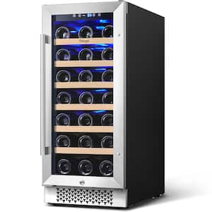 15 in. Single Zone 33-Bottles Built-In Wine Cooler Refrigerator Upgrad Compressor Reversible Tempered Door w/Safety Lock