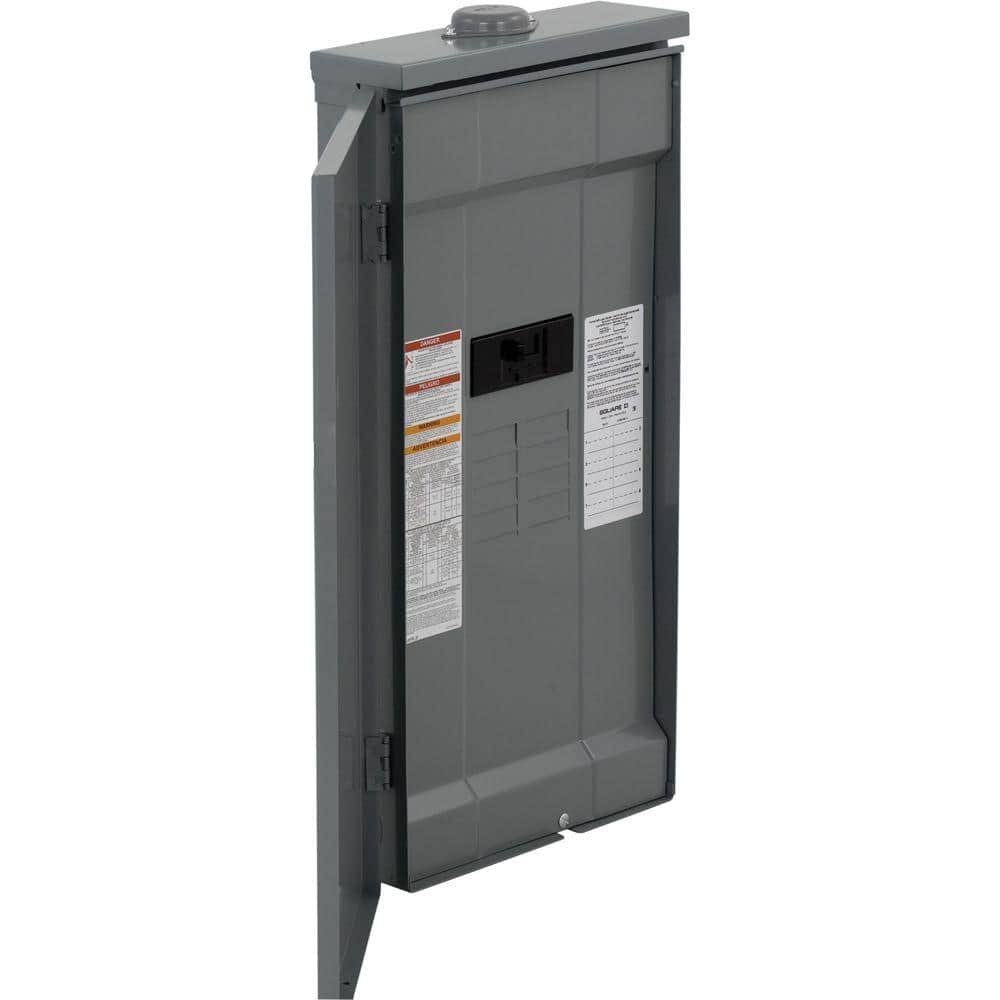 Square D Homeline 150 Amp 8-Space 16-Circuit Outdoor Main Breaker Plug-On Neutral Load Center with Feed-Thru Lug
