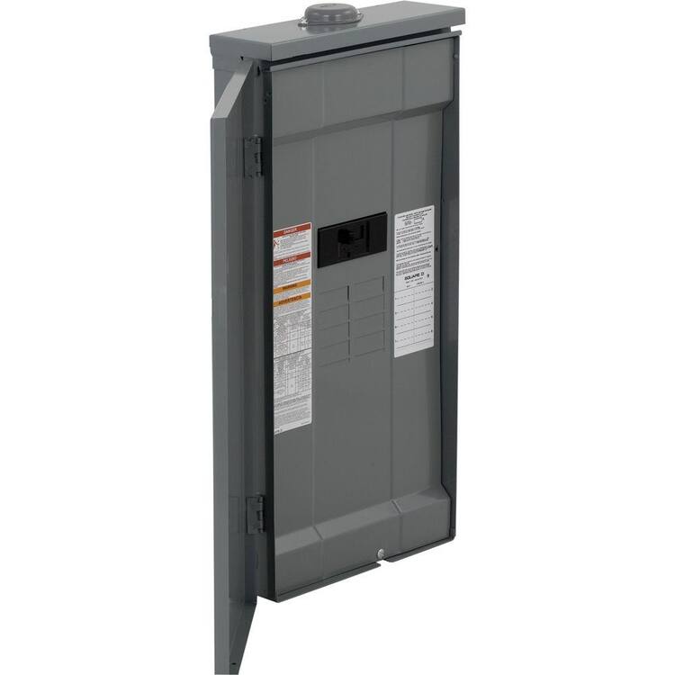 Square D Homeline 150 Amp 8-Space 16-Circuit Outdoor Main Breaker Plug-On Neutral Load Center with Feed-Thru Lug