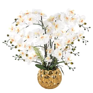 29.13 in. H Artificial Orchid Floral Arrangement in Ceramics Vase