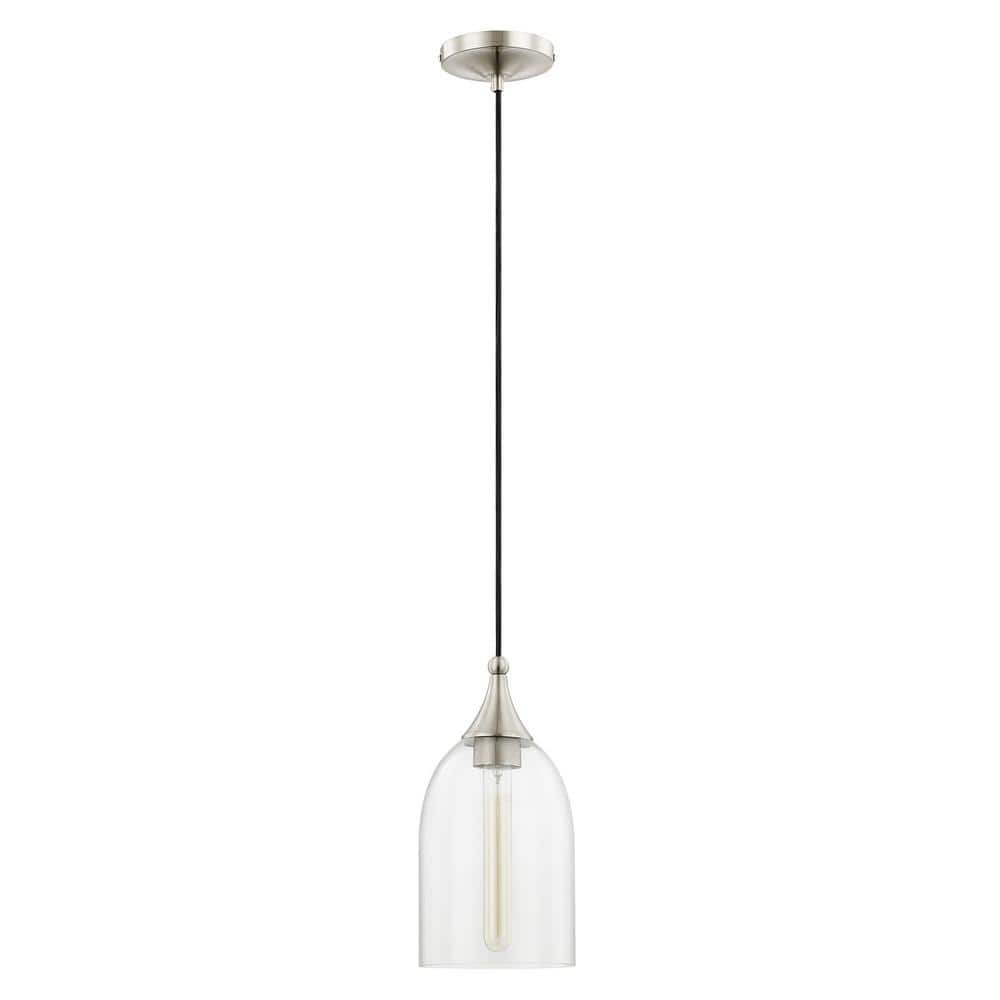 Coastal Brushed Nickel Mini Pendant with Clear Glass Shade