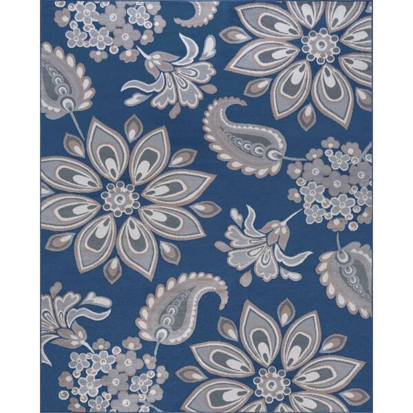 Tayse Rugs Hampton Floral Navy 4 ft. x 6 ft. Indoor Area Rug