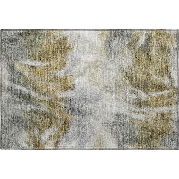 Mayfield Premium Machine Washable Abstract AMF2096 Pewter 2 ft. x 3 ft. Accent Rug